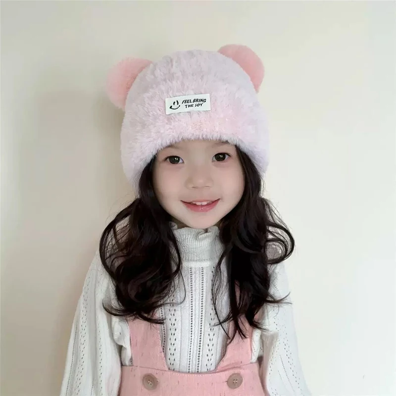 لطيف رقيق كرات آذان لينة أفخم محبوك القبعات الباردة للخارجية بيبي بوي فتاة يندبروف الشتاء الخريف الشتاء الدافئة إيرفلاب قبعات #5