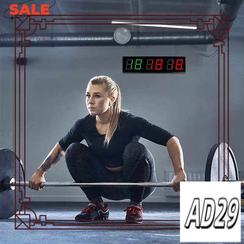 

D9-Screen Gym Timer 1.5 Inch Digits Count Down/Up Timer Boxing Cycle Interval Clock Stopwatch Fitness Training Black EU Plug