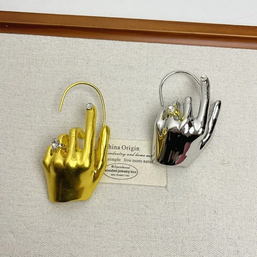 

Trend Metal Palm Ear Hook Shiny Diamond Inlaid Earrings Drop Earrings Jewelry Accessories