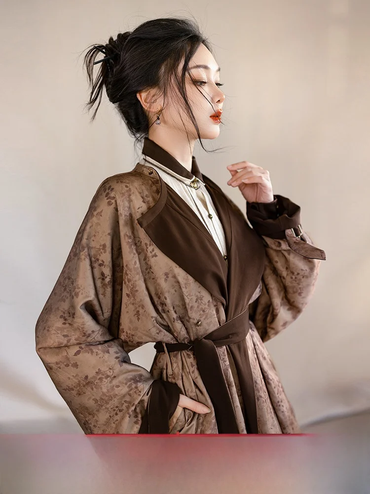 

Двусторонняя одежда Ele Tang Dynas Sle Hanfu, повседневный наряд, халат из полиэфирного волокна с воротником-стойкой для молодых женщин, 8-25 лет...