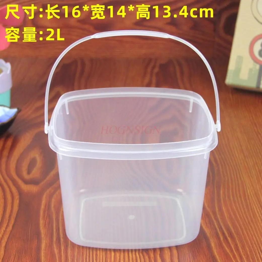 1pcs Transparent square small bucket, plastic small bucket, brush bucket, art bucket, pen washing bucket with lid