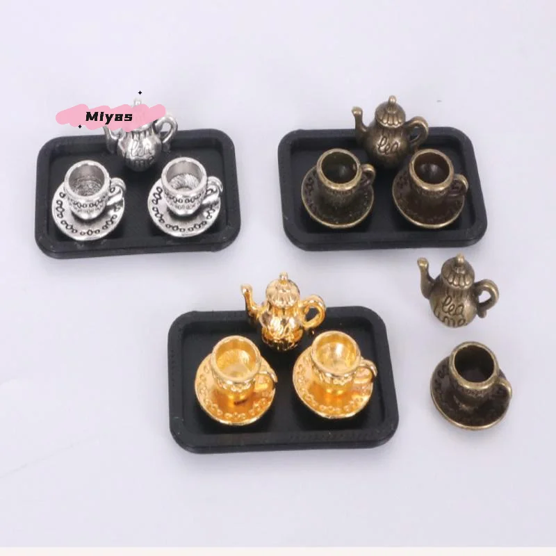 

4Pcs Miniature Dollhouse Tea Cup Set Handmade Simulation Micro Tea Pot Scene Ornaments DIY Decorative Accessories for Collectors