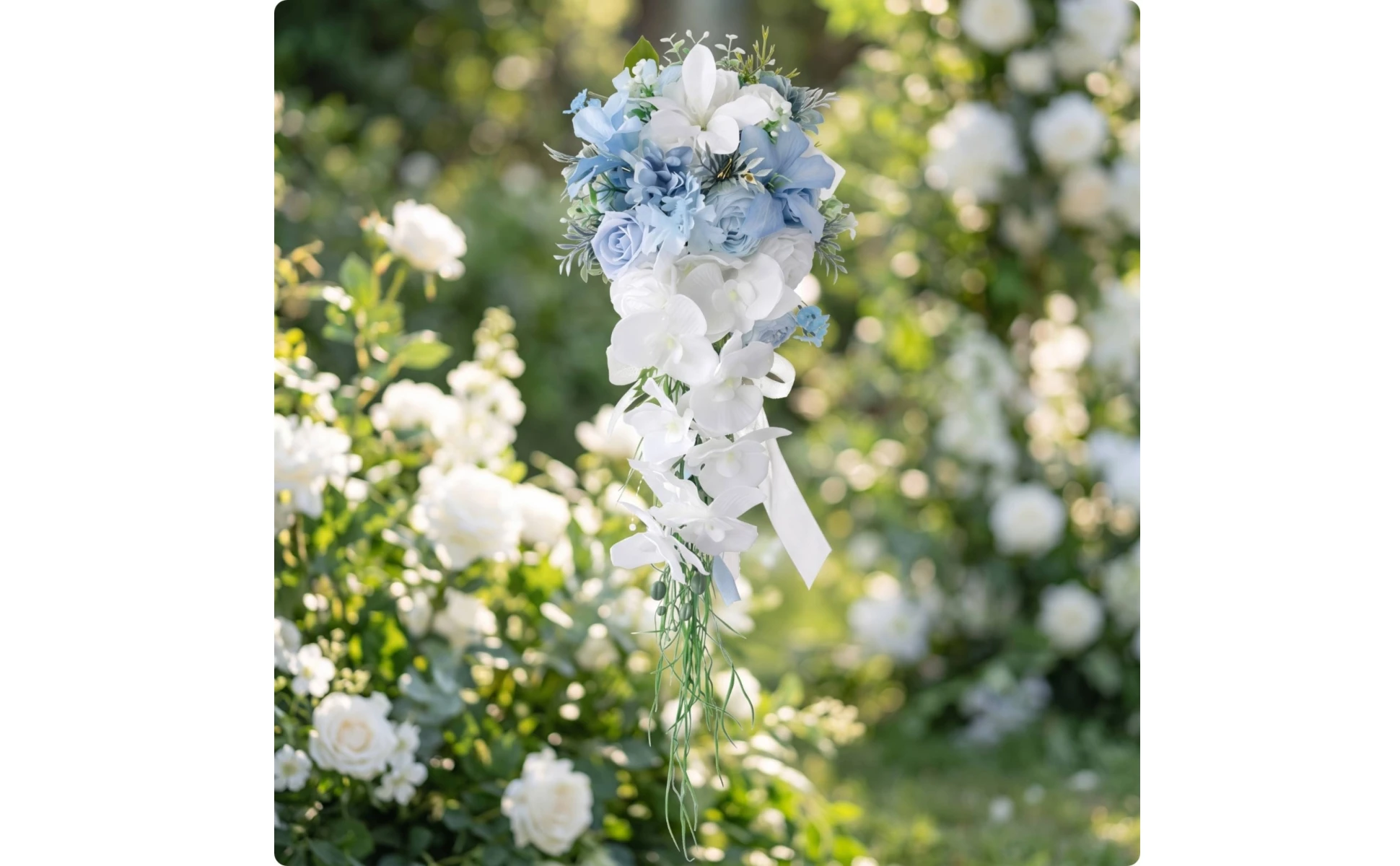 Waterfall Bouquet Romantic Cascading Bouquet Flowers Elegant Photo-Ready for Brides, Wedding Ceremonies, Outdoor Weddings