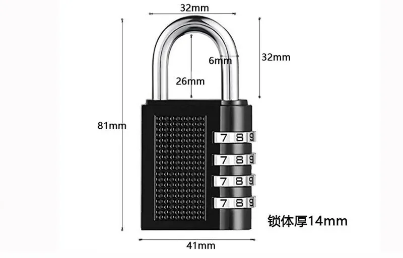 4-stelliges Zink legierung Zahlens chloss Vorhänge schloss Gepäck Diebstahls icherung wetterfeste Sicherheit Outdoor-Fitness studio sicher Code Türschloss schwarz – Detail 8