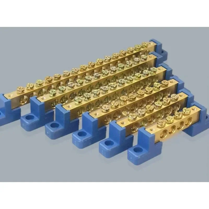 Copper Screw Terminal Block Flame Retardant Bar Wiring Row Zero Ground Brass Strip Protection Distribution Box Cable Connection