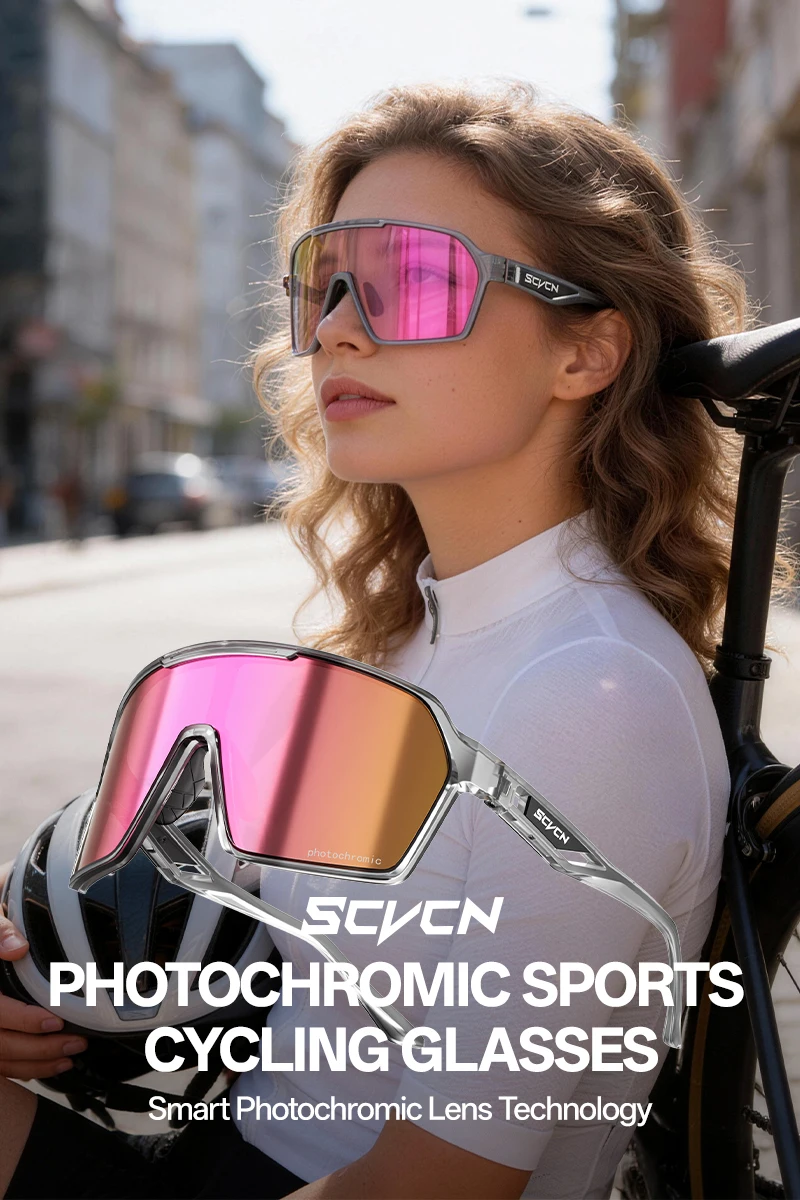 SCVCN Fashion Sunglasses Photochromic Bike Cycling Glasss UV400 Outdoor Sports Running Drving Men Goggles Mtb Hiking  Eyewear