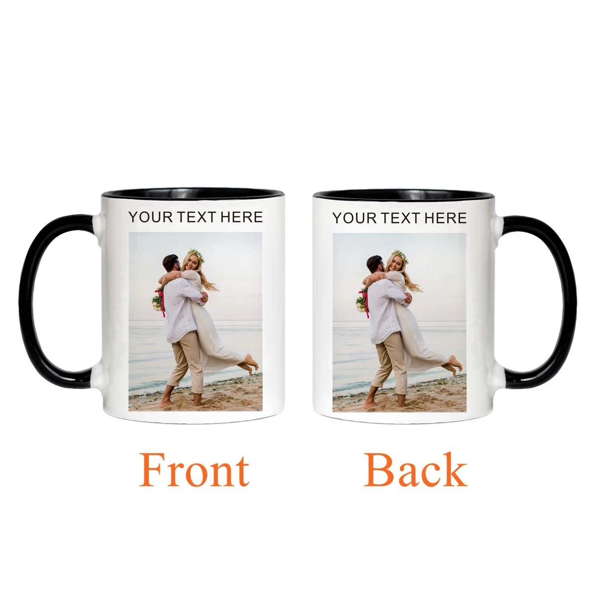 Customized mug with photo logo and graduation ceremony gift, 11 oz 330ml black ceramic coffee cup with spoon and coaster