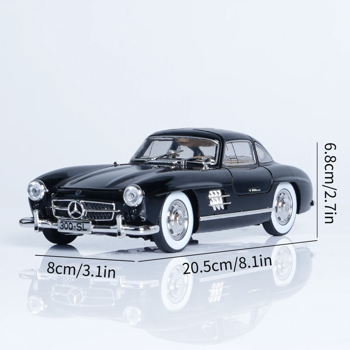 Modèle de voiture moulé sous pression en alliage 300SL, voiture de course jouet à tirer 1/24, ornement de voiture rétro classique à collectionner, cadeaux de jouet de voiture préférés pour garçon