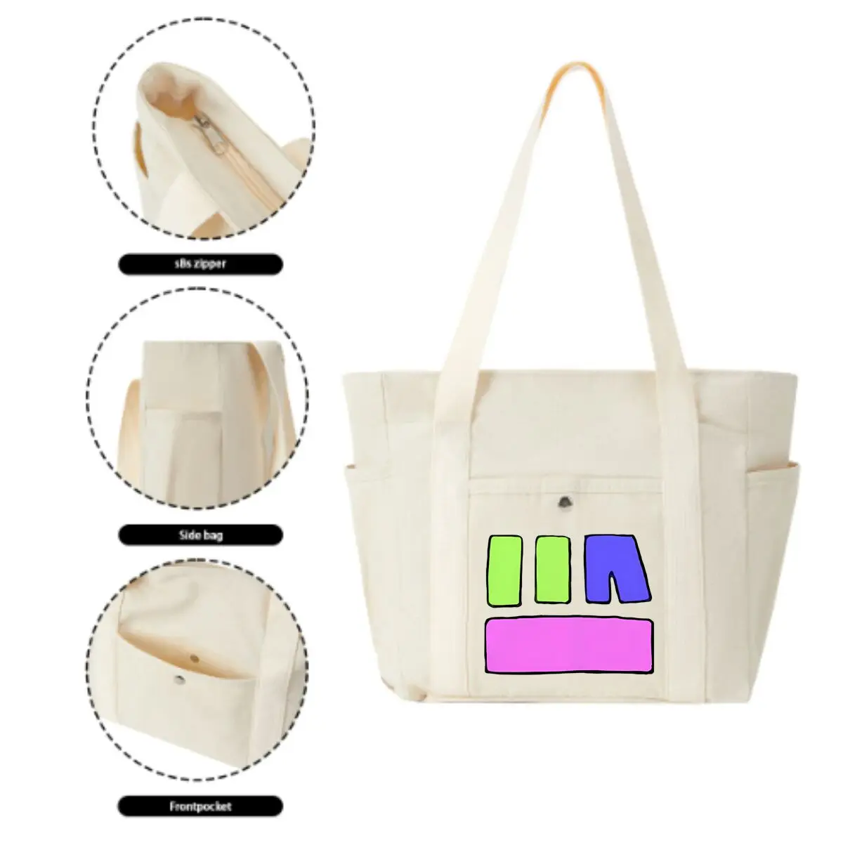 Color Block Abstract Design High-End and Large-Capacity Tote Bag Single Shoulder Tote Bag