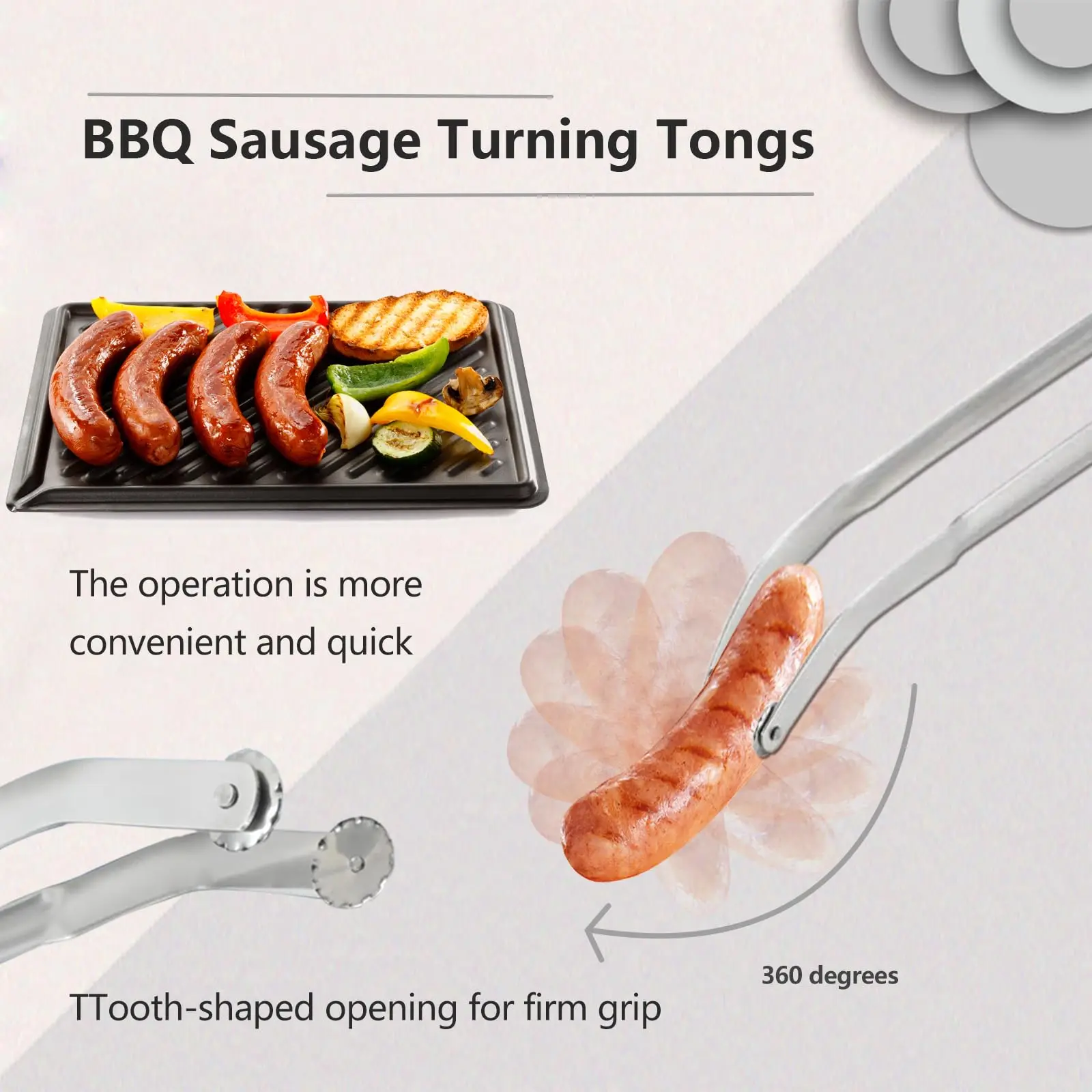 Sausage Turning Tongs BBQ Stainless Steel BBQ Tongs Long Bbq Tongs Multipurpose Co For Turning barbecue utensils