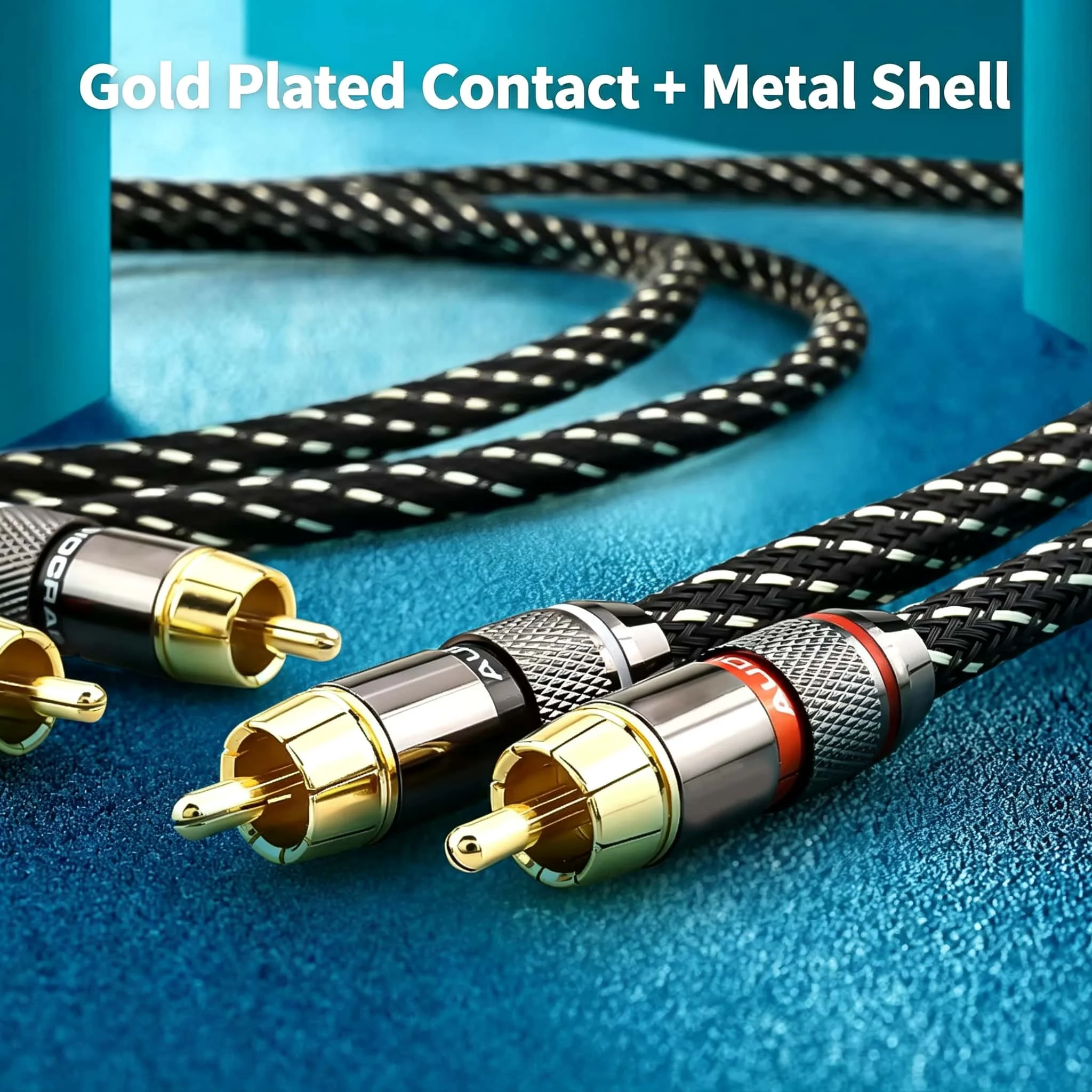 RCA Cable Audiophile HiFi OFC Copper Gold Plated Shielded Stereo Audio Interconnect Cable Male to Male for Amplifier CD DAC Turn