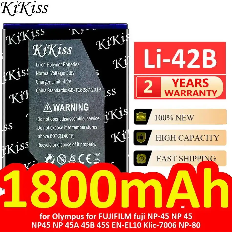Camera Battery LI-42B 1800mAh For Olympus For Fujifilm Fuji NP-45 NP 45 NP45 NP 45A 45B 45S EN-EL10 Klic-7006 NP-80