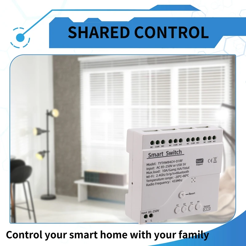 Tuya Wifi Smart Switch Temperature Sensor Monitor AC 85-250V Wireless Smart Switch For Alexa Google Home