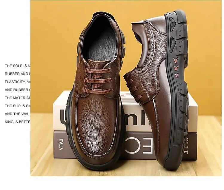Zapatos Casuales de Cuero para Hombre, Suela Suave Antideslizante, Resistentes al Desgaste, Zapatos Formales de Negocios, Zapatos de Moda para Papá, Cómodos y Transpirables