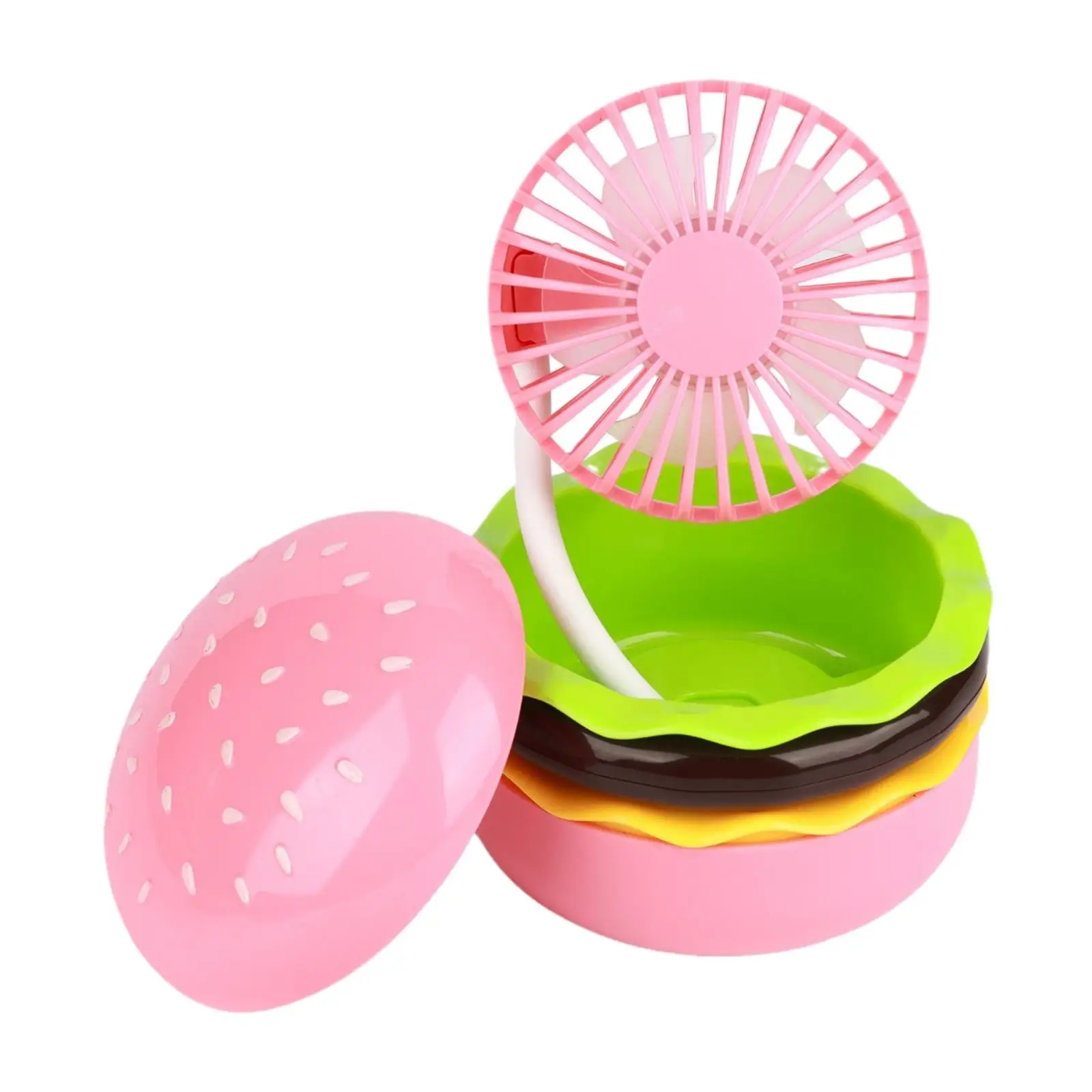Niedlicher Burger Mini Schreibtisch ventilator Hand ventilator kompakt klappbar leise Kinder Outdoor Hand ventilator USB Schreibtisch ventilator für Zuhause Make-up Mädchen Büro