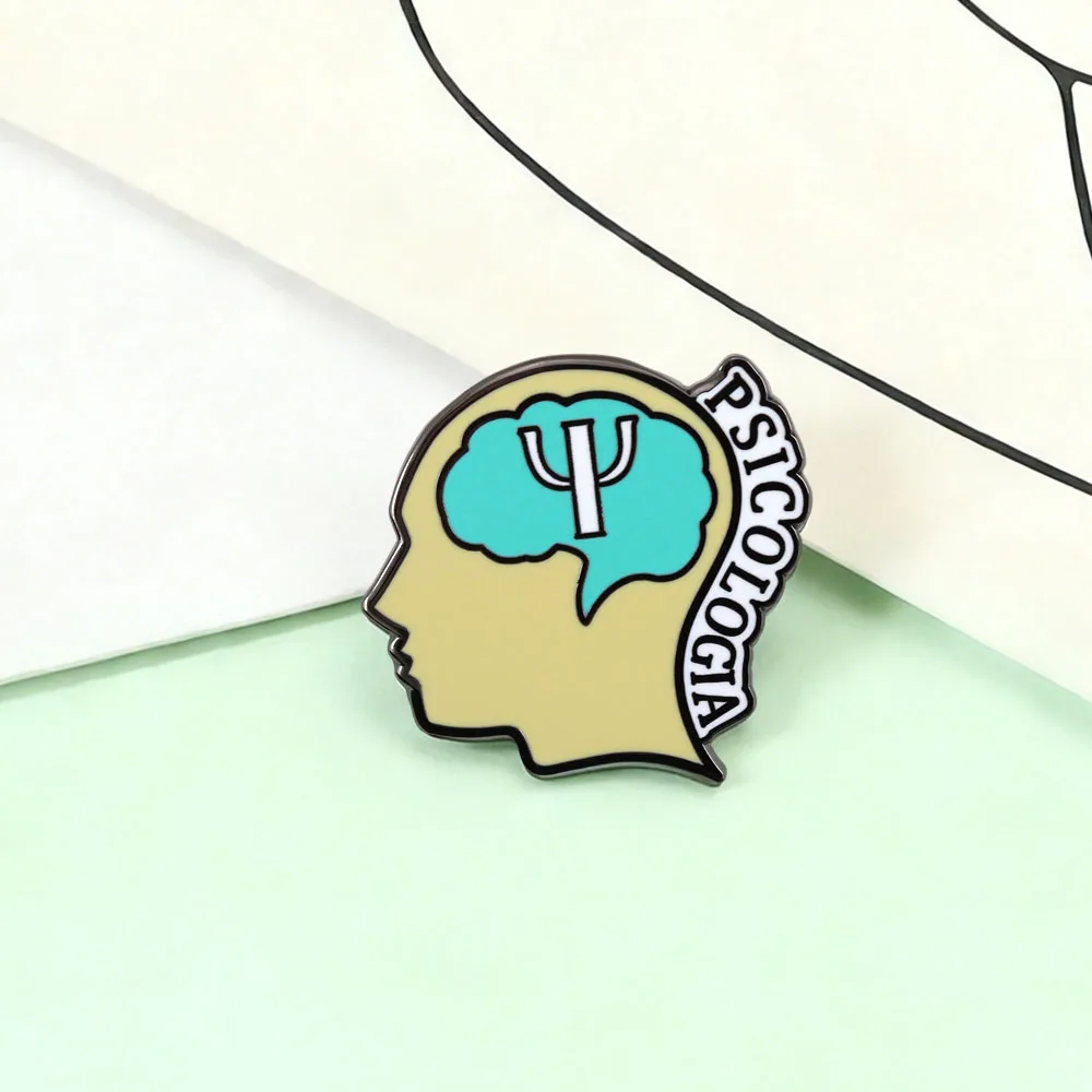 Psychologie-Gehirn-Emaille-Pin, Psi-Symbol-Brosche, Geschenk für Psychologie-Studenten zum Abschluss, Abzeichen für das Bewusstsein für Psychische Gesundheit – Detail 8