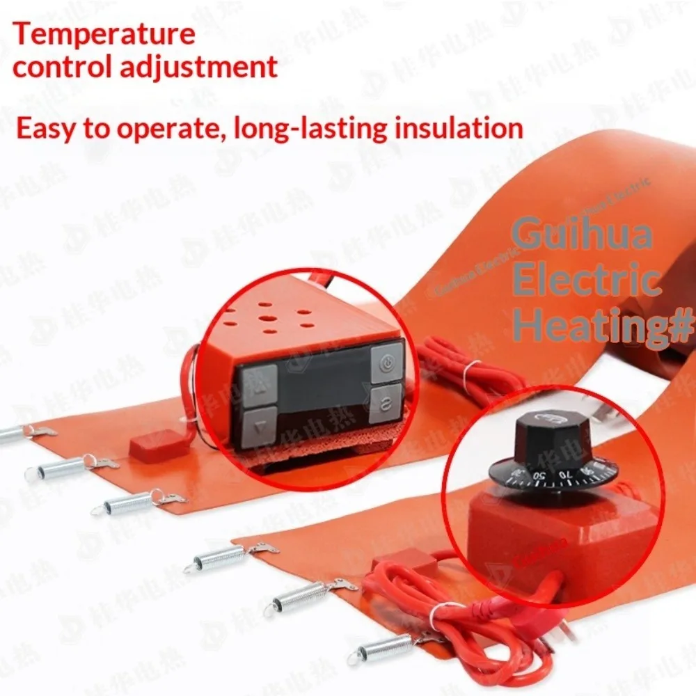 220V Electric Silicone Rubber Heating Pad Belt Flexible Silicon Band Drum Heater Blanket Oil Biodiesel Barrel Heater