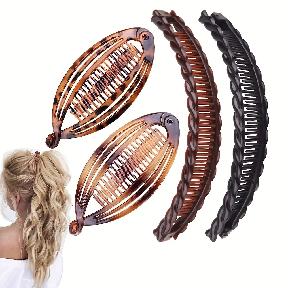 Retro Tortoiseshell Hair Claw Clip - Strong Hold Jaw Clamp for Fashionable Hair Buns and Bun Makers for Women and Girls