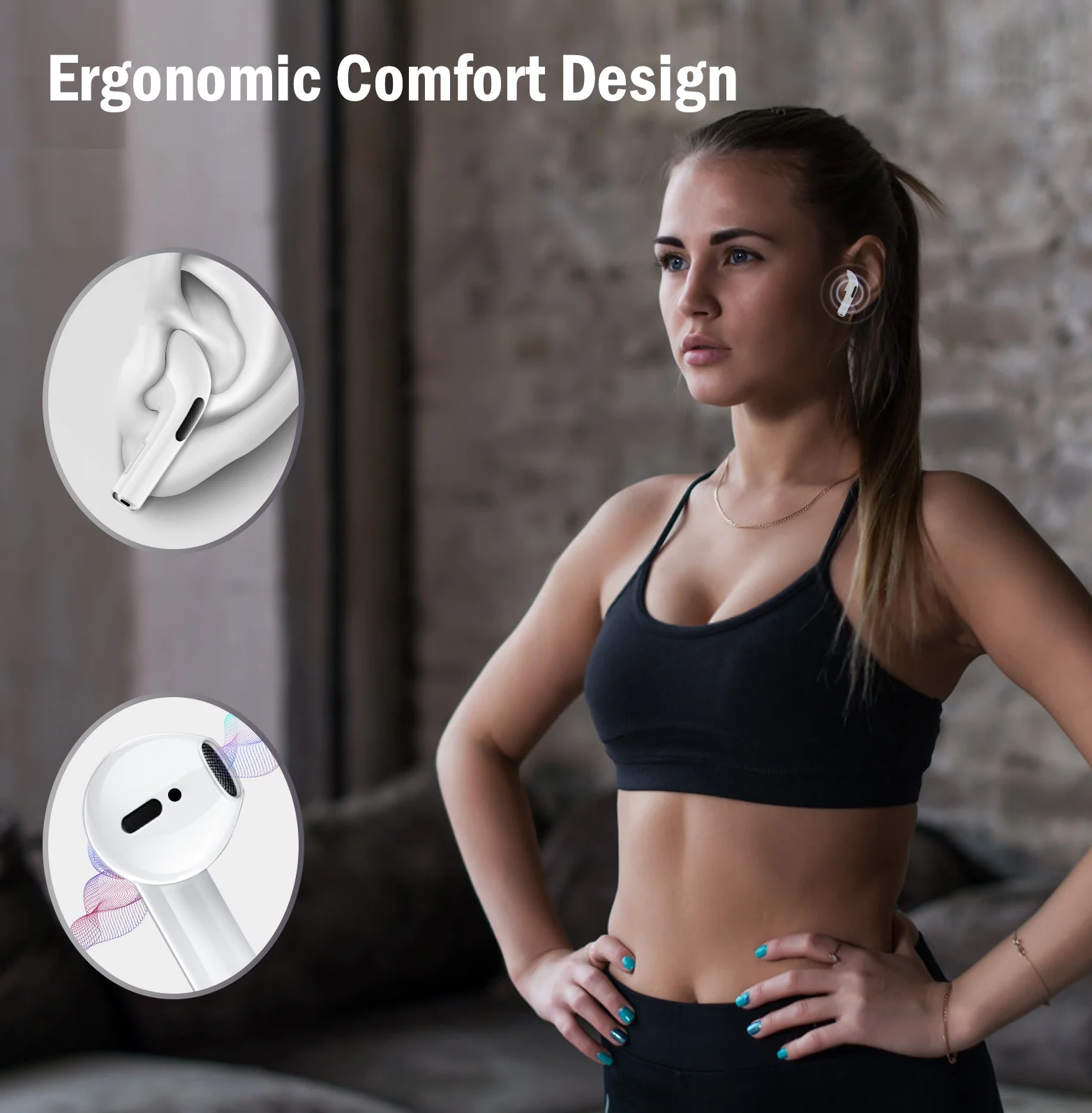 1HORA سماعة بلوتوث لاسلكية AUT119 سماعات تحكم ذكية باللمس عمر بطارية طويل الأمد يدعم Android ISO