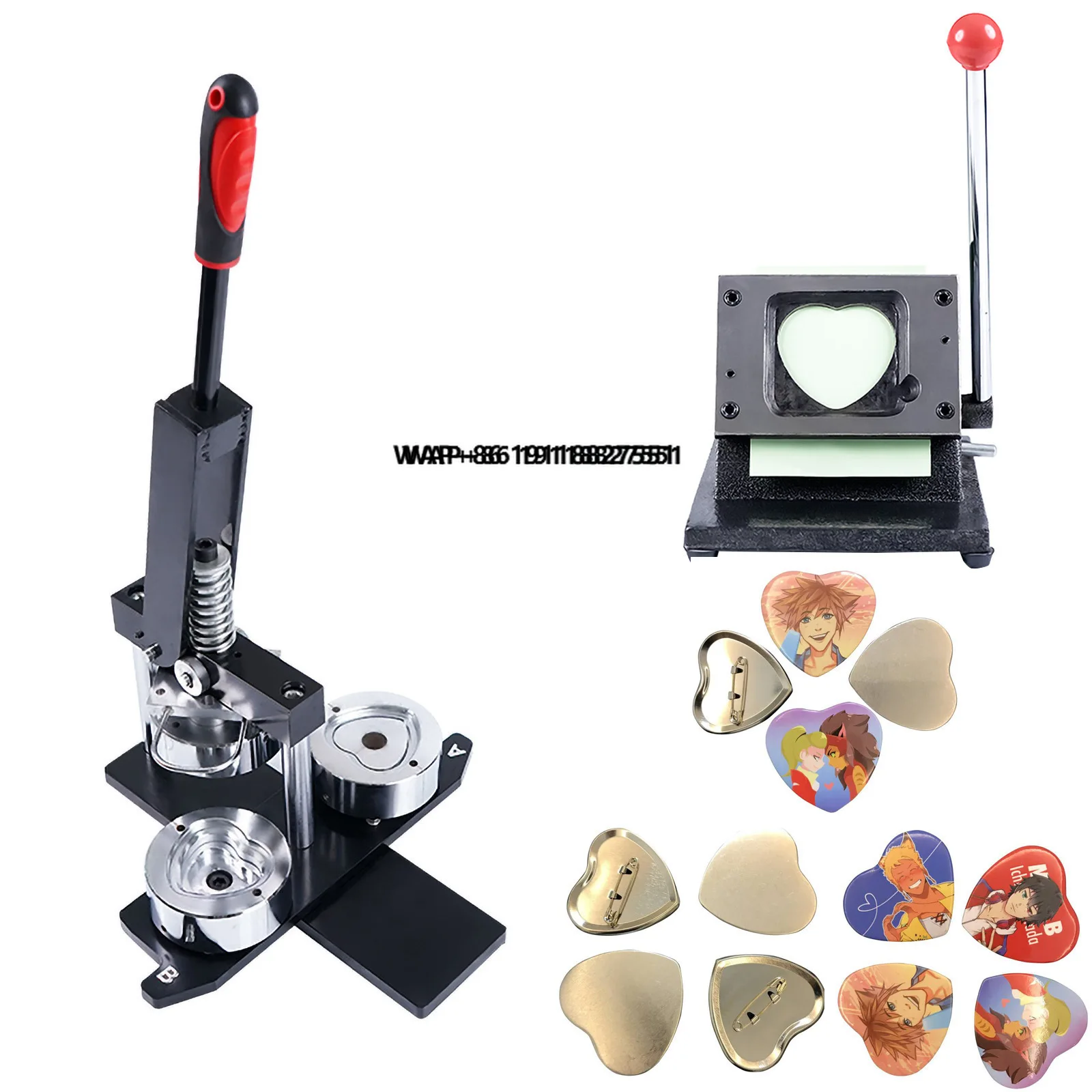 

57*54mm Manual New Heart Badge Button Making Machine Set with Cutter Aluminium Button Maker for Restaurant Use