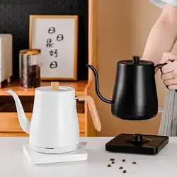 Cafetera eléctrica de acero inoxidable, jarra de agua caliente con Control de temperatura, hervidor de té con cuello de cisne, 0,8 L