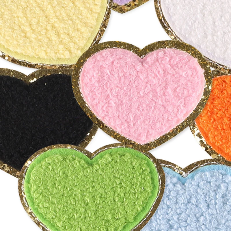 8 Stück Chenille Patches Herz viel für Kleidung Kinder Eisen auf bestickte Jacke niedlich nähen Termoadhesivos Mädchen packen DIY Parches Ropa – Detail 4