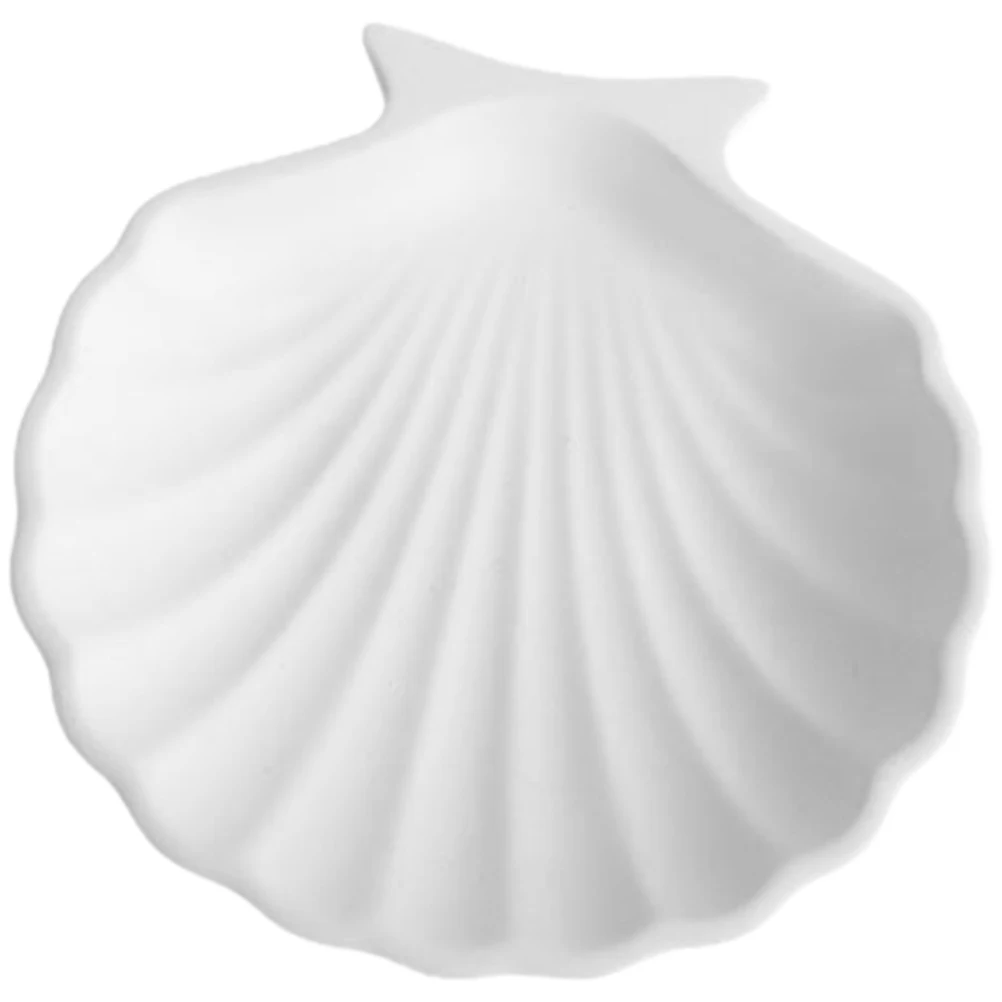 

Shell Shape Ring Dish Trinket Tray Jewelry Organizer Small Tray Key Holder Nightstand Table White Plaster Durable Compact Design