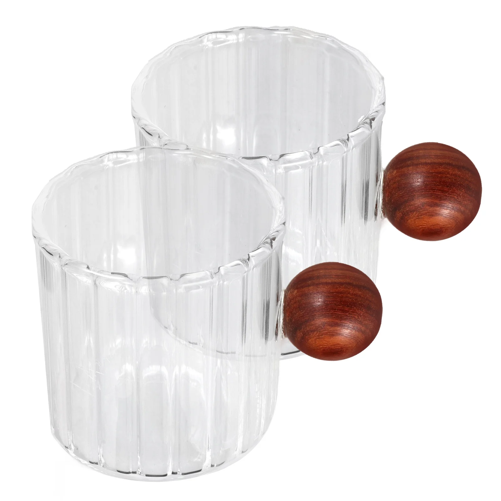 

Wood Handle Cup Glass Small Creamer Pitcher Espresso Shot Coffee Measuring Mug Frothing Baking Mini Jug Clear Syrup Sauce