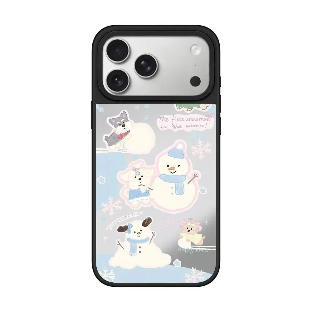 

Cute Cartoon Snowman Mirror Surface Magnetic Phone Case Cover for IPhone 12 13 14 15 16 17 Pro Max Case for IPhone 17 Air