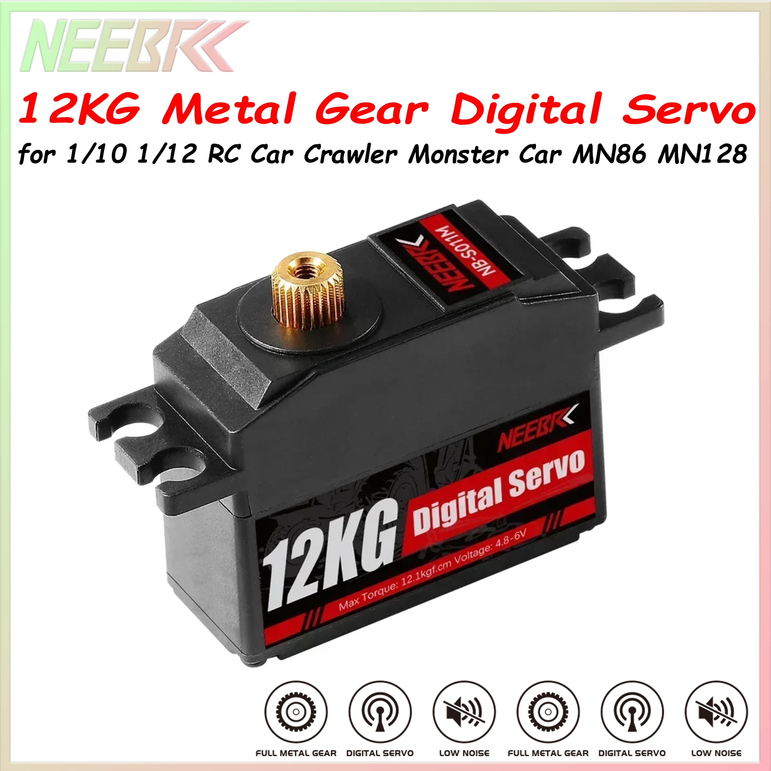 NEEBRC 12KG Metallgetriebe Kurzgehäuse Digital Servo Low Profile für 1/12 RC Auto Wltoys 12428 12423 WPL MN128 Upgrade-Teil Flugzeug Boot