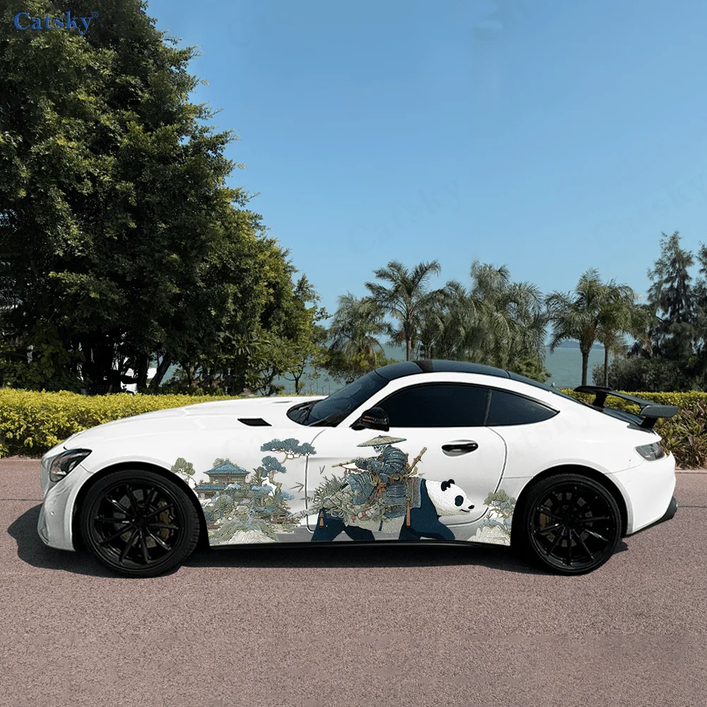 

Skull Raincoat Riding Panda Car Vinyl Wraps Decal Self-adhesive PVC Sticker Suitable for Trucks SUV Decor Auto Accessories Gift