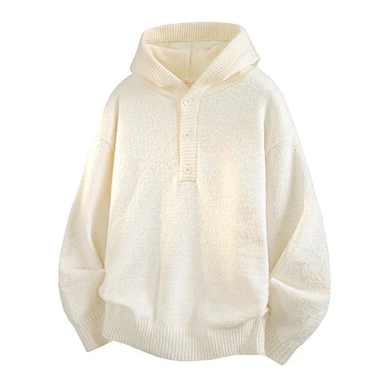 Fashion Men's Casual Stand Collar Pullover Sweater Long Sleeve Cable Knit Sweatshirt Quarter Button Up Knit Sweater for Men