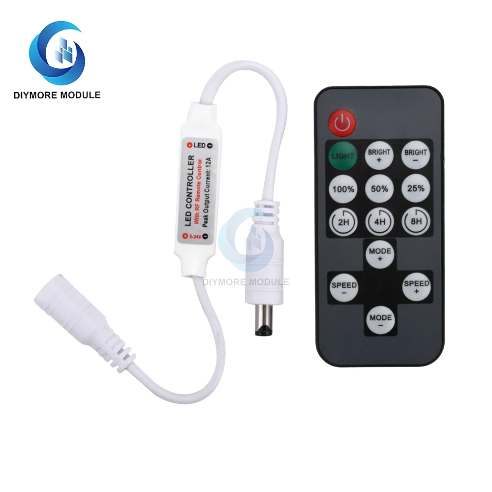 5-12V 14 Keys Monochrome Controller Intelligent dc Head Rf Timer 7Color Rgb Running Light Strip Controller Led Dimmer Controller