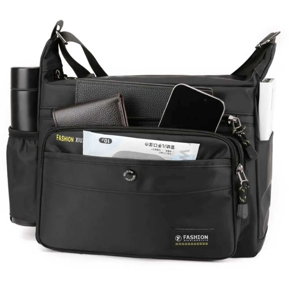 New Nylon Messenger Bag Multi-layer Zipper Storage Pocket Large Capacity Square Shape Travel Crossbody Bags Unisex