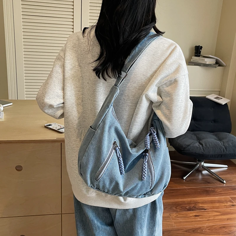 Холщовая сумка через плечо в форме полумесяца для женщин и девочек, стильная сумка-портмоне, клатч, кошелек-хобо с регулируемым ремешком для ежедневного использования