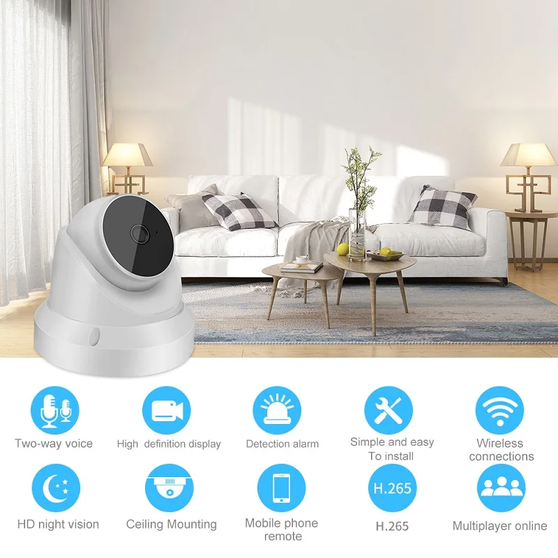 3MP WiFi IP Camera V380 Pro App Smart Home Security Night Vision Indoor Ceiling Mount Wireless CCTV Dome Camera