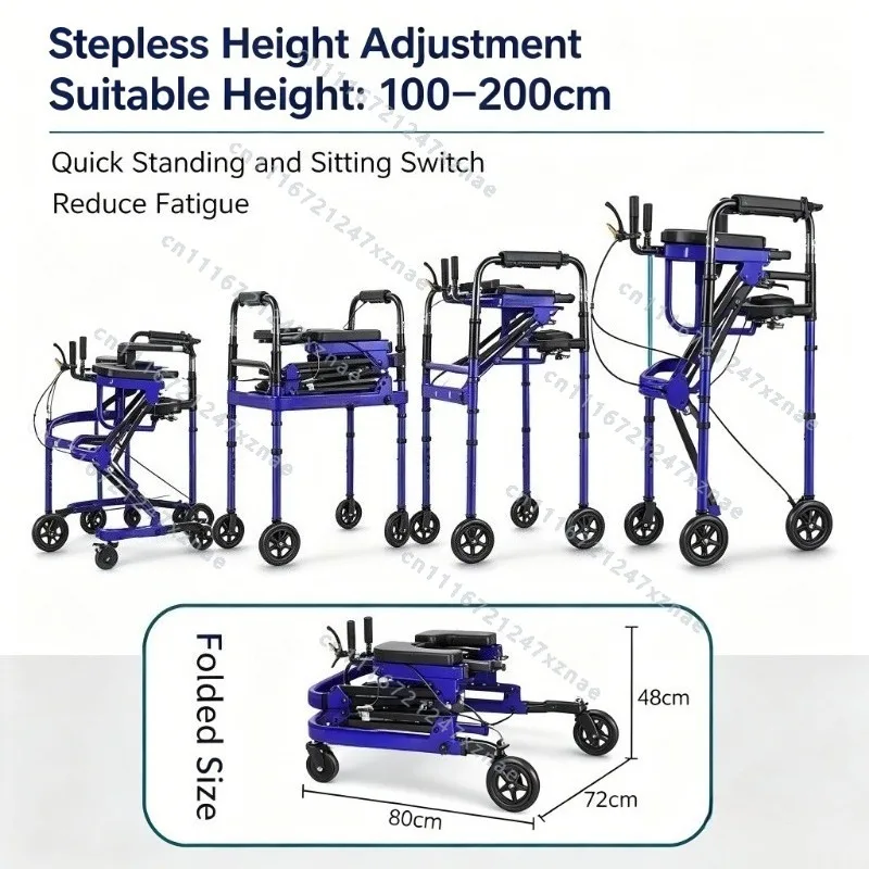 Multifunctional Adult Walker - Seniors Walking Aid & Rehabilitation Equipment with Lower Limb Training & Standing Support
