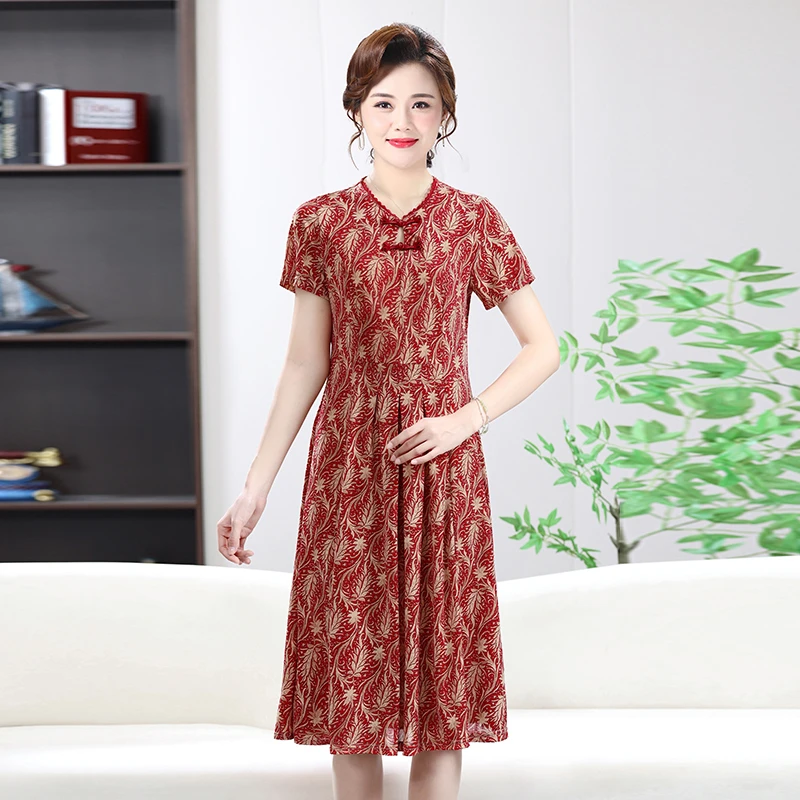 فستان نسائي صيفي على شكل زهرة على الطراز العرقي فستان عتيق على شكل حرف a بقصة ضيقة طويلة من البوليستر بتصميم عتيق #4