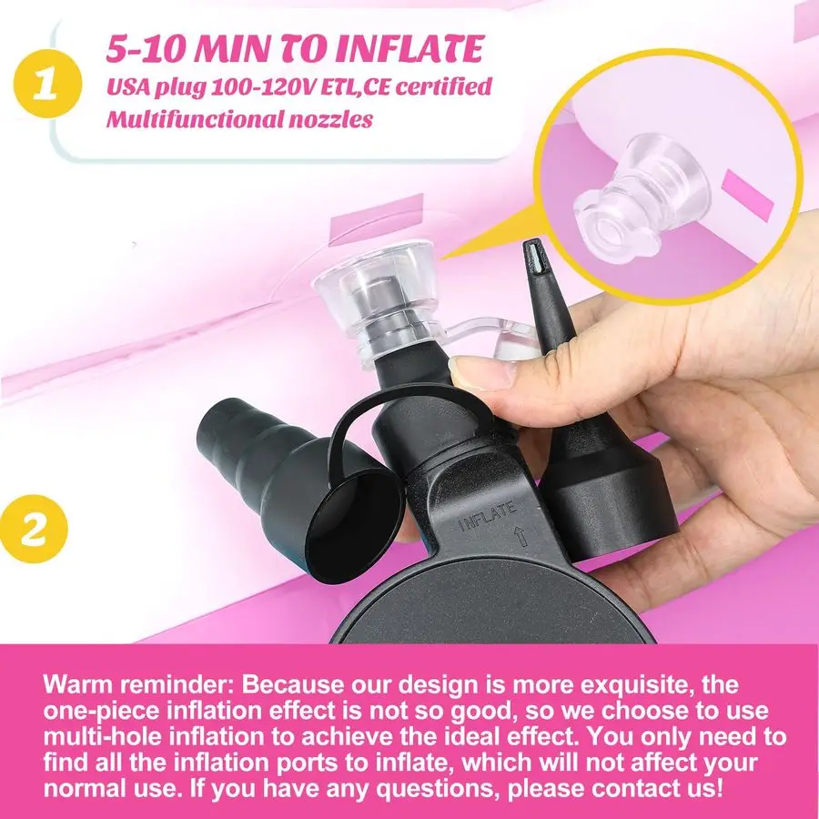 سرير أطفال قابل للنفخ من Castle، سرير سفر للأطفال الصغار مع مصد أمان ومرتبة هوائية مرتبة هوائية محمولة مع مضخة لقضاء العطلات #4