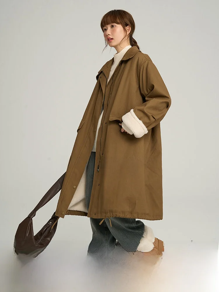 

Thi Velvet Long Cotton Jaet Warm Hanging Feeling Deer And Flng Bird 25-29 Years Old Women's Retro Sle Collar Sin...