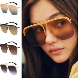 Fashion Sunglasses Unisex Semi-Rimless Sun Glasses Anti-UV Spectacles Personality Single Beam Eyeglasses Gradient Lens Google