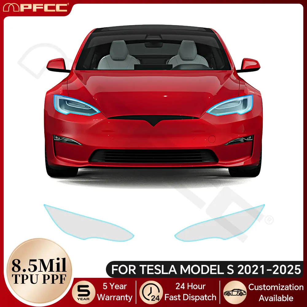 

For Tesla Model S 2021-2025 Headlight Rearview Door Handle TPU Paint Protection Film Pre-cut PPF Bra Anti-Scratch Resistant Kit