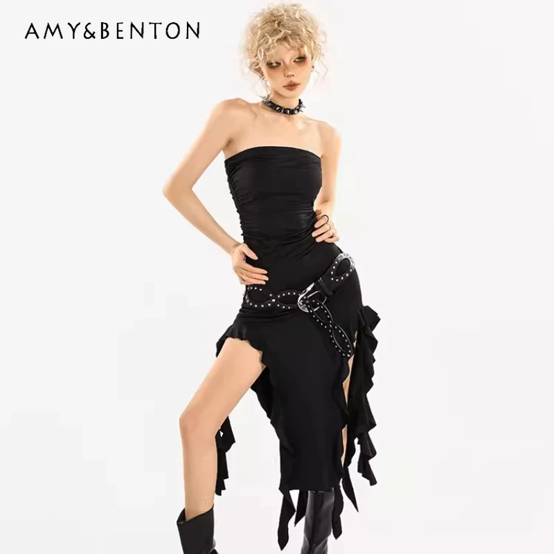 

Новая мода, сексуальная индивидуальная женская юбка с нерегулярной лентой, дизайн в стиле панк, горячая девушка для похудения, можно носить в качестве топа-трубочки, женские юбки