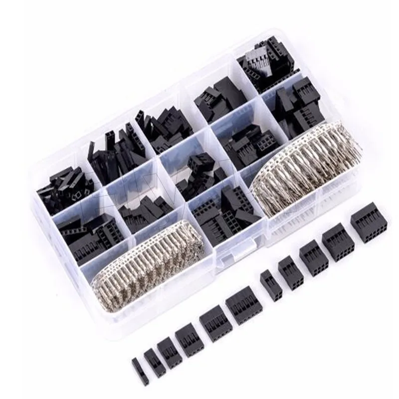 620pcs Dupont Connector 2.54mm Dupont Cable Jumper Wire Pin Header Housing Kit Male Crimp Pins+Female Pin Terminal Connector set