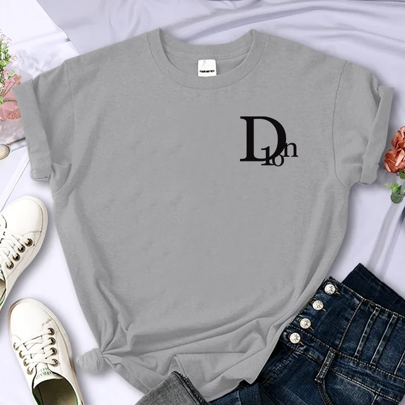 2024For Women's Luxury Brand Letter High-Quality Summer Print T-shirt 100% Cotton Casual Oversized Y2k Personality Sleeve O-neck