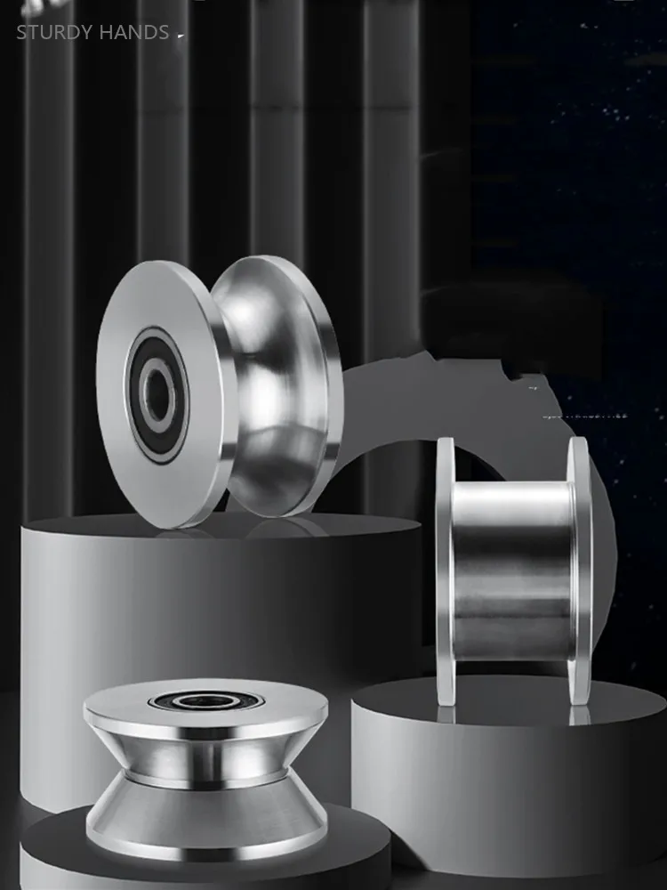 1pc 304 Stainless Steel Rail Wheel V/U/H Type Steel Wire Rope Pulley Lifting Pulley Orientation Door Roller Hardware Tools