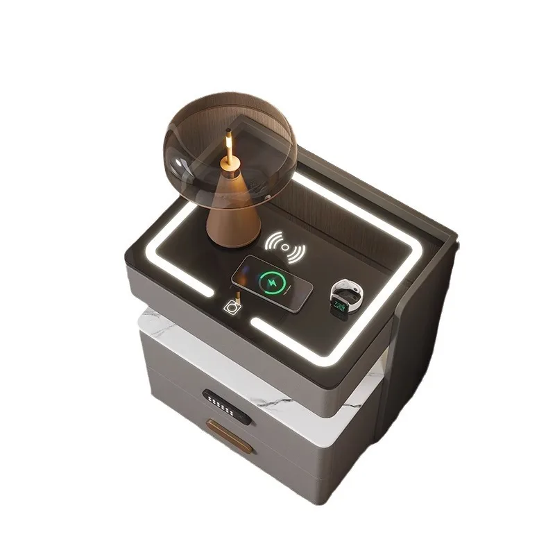 

New, bedroom, bedside table, rock slab, light luxury, bedside table, multi-function