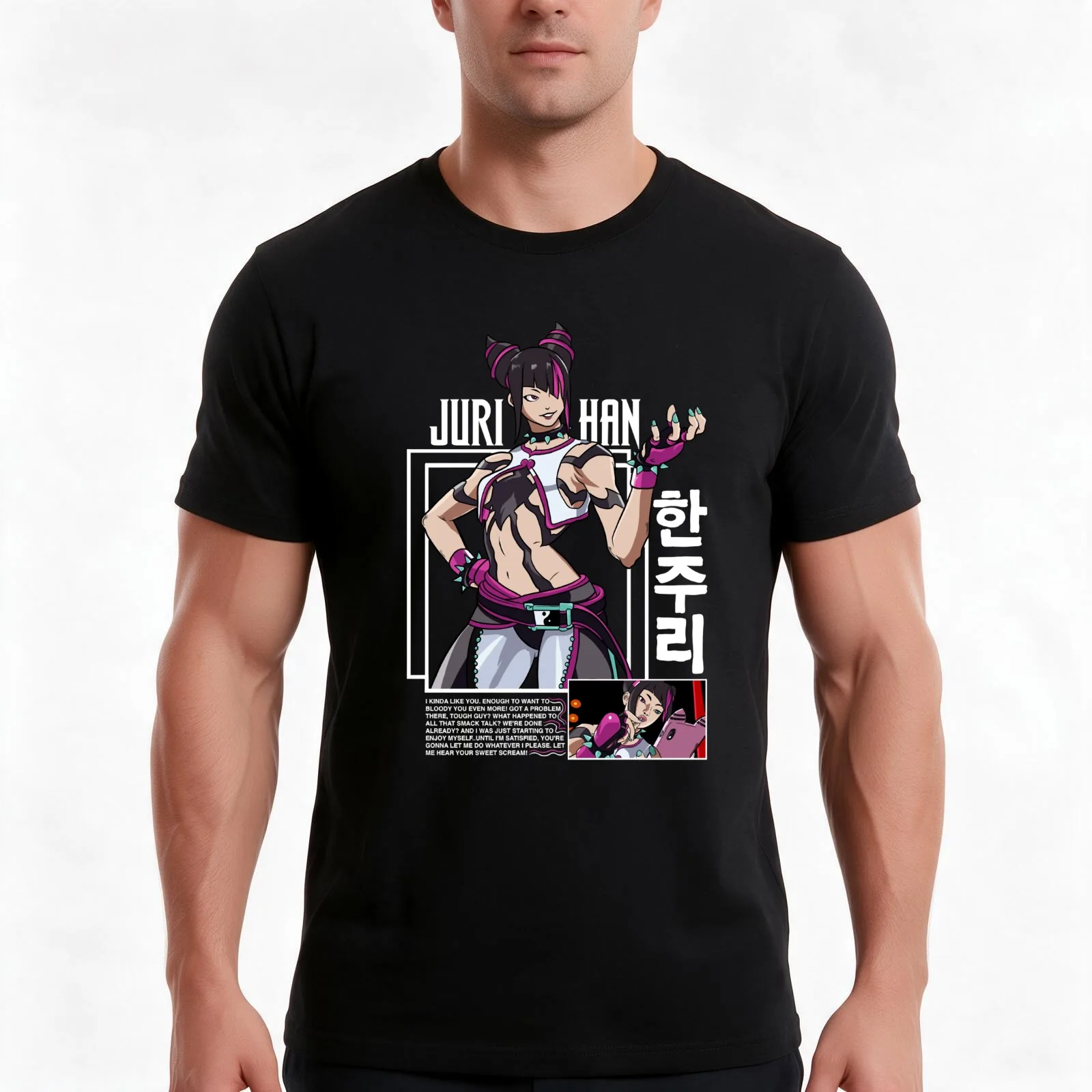 Juri T-Shirt, Summer Casual Cotton Tee, Oversized Streetwear Tops, Vintage Graphic Print, Loose Fit Short Sleeve, 100% Cotton
