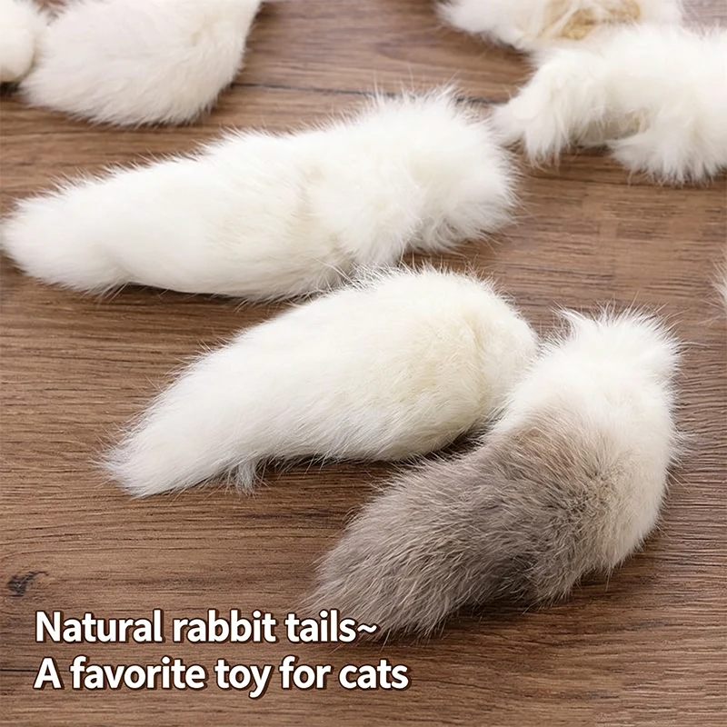2Pcs Natural Rabbit Tail Cat T - đánh giá và giá Interactive Squeaky Plush Dog Toy