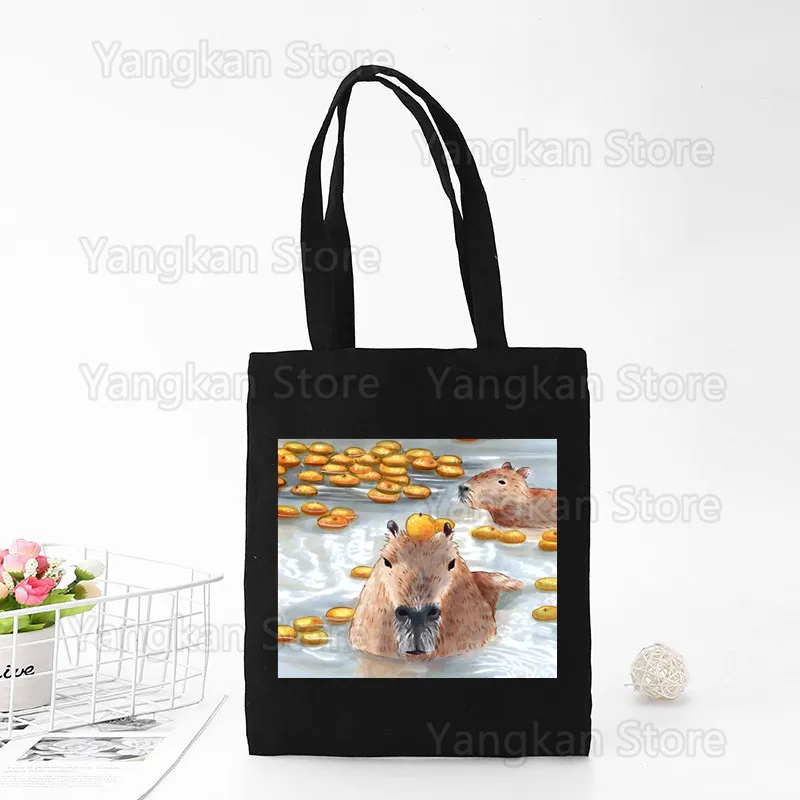 

Kawaii Capybara Women Shoulder Bag Canvas Shopping Bags Female Handbags Reusable Tote Bag Best Gifts